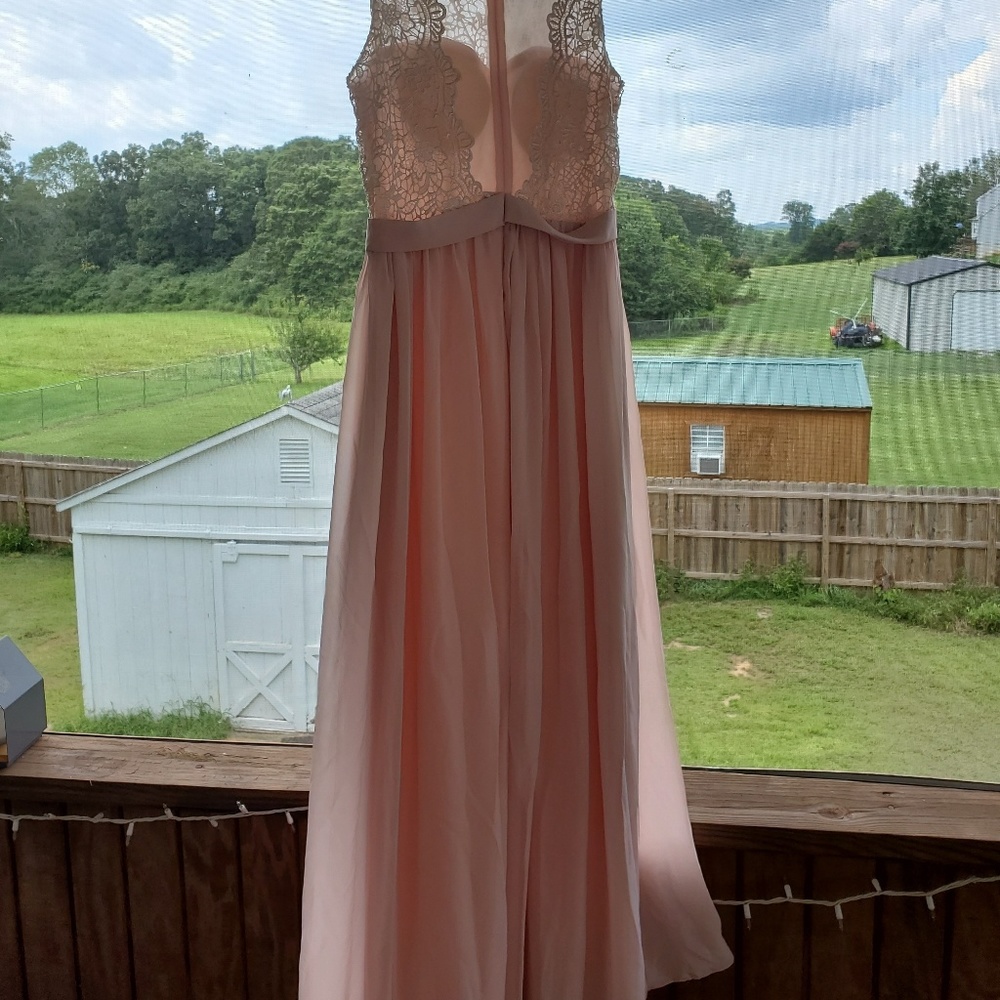 Blush lace/tulle bridesmaid gown